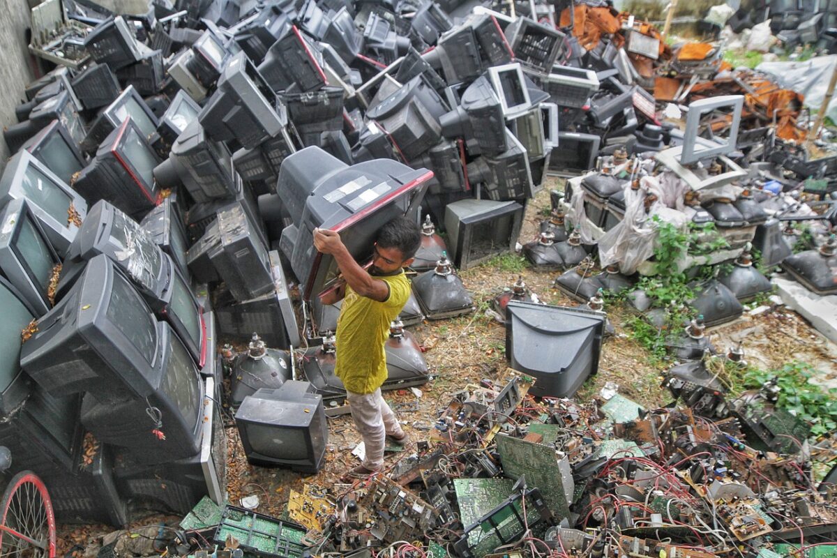 man in a landfill