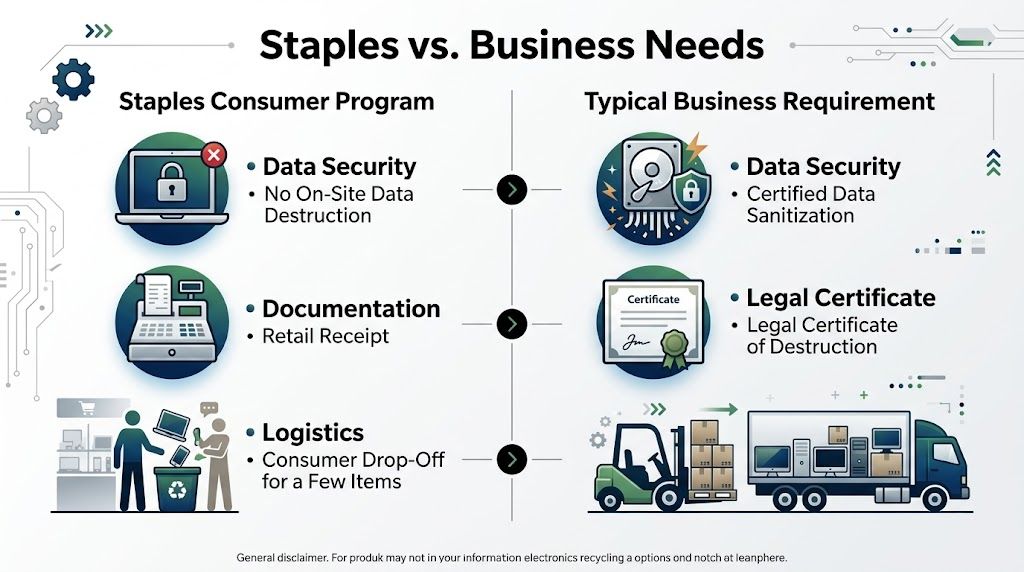 Staples Recycling Electronics Guide For Atlanta Businesses in 2026, 404-666-4633